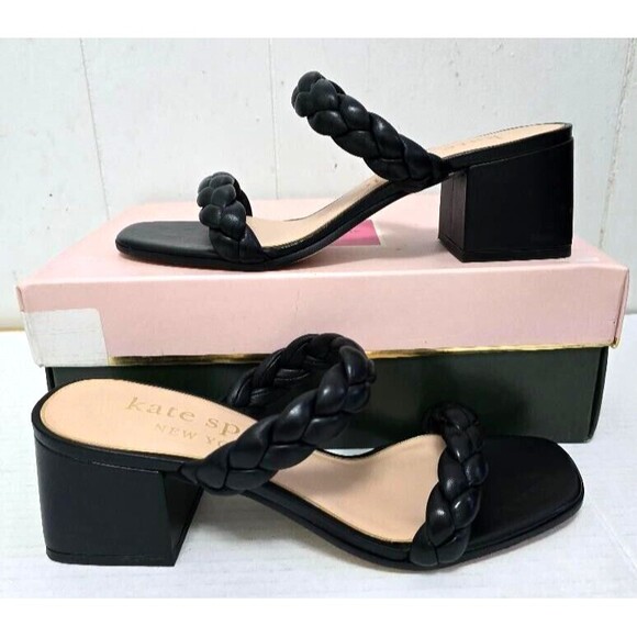 Kate Spade Womens Juniper Double Braided Strap Leather Sandal Black Size… - Picture 3 of 15